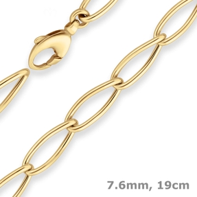 7,6mm Armband Fantasiekette Goldarmband Armschmuck aus 585 Gold Gelbgold 19cm