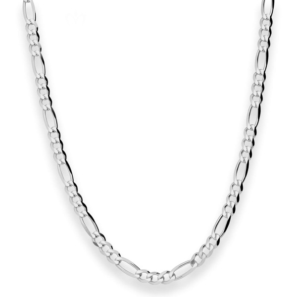 4.9mm Figarokette diamantiert aus 925 Silber rhodiniert 55cm