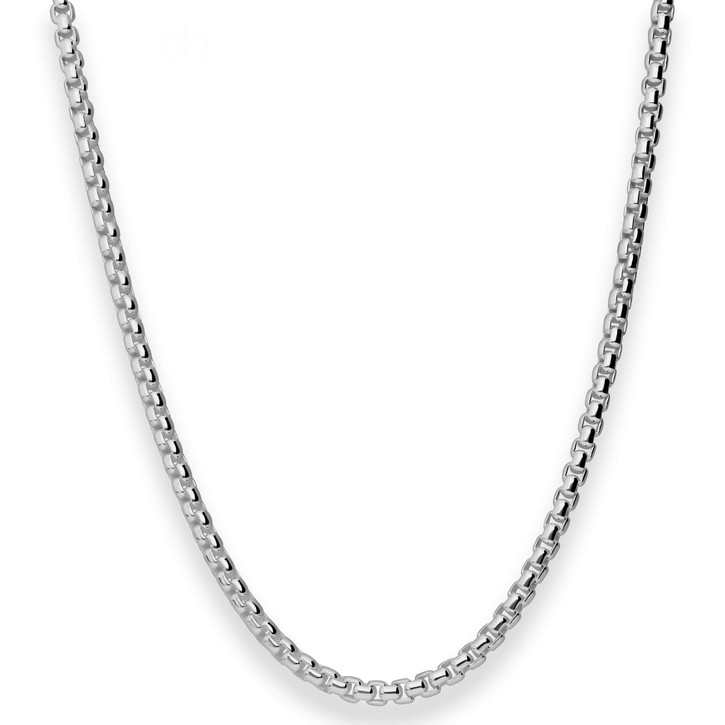 3.7mm Veneziakette rund aus 925 Silber rhodiniert 55cm