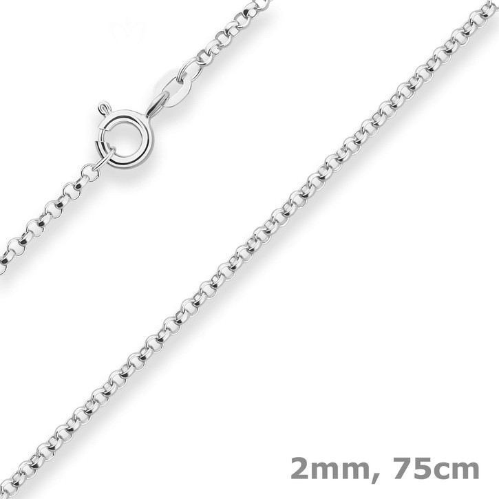 2mm Erbskette aus 925 Silber 75cm