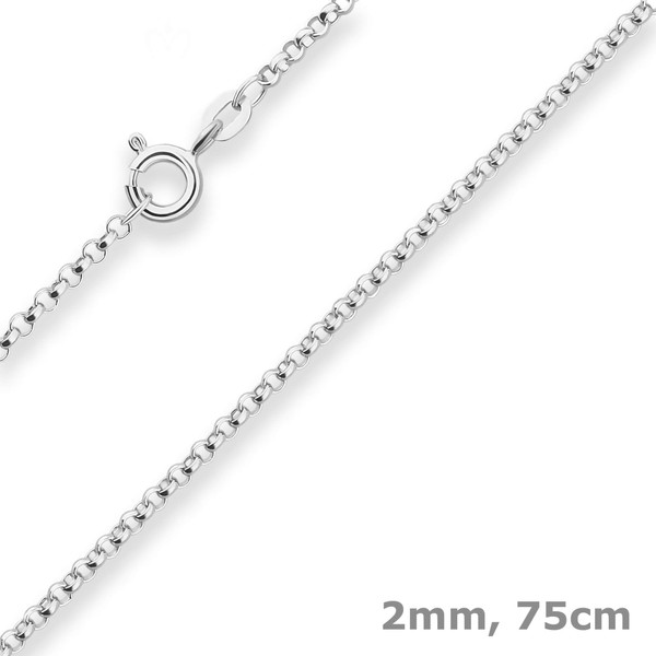 2mm Erbskette aus 925 Silber 75cm