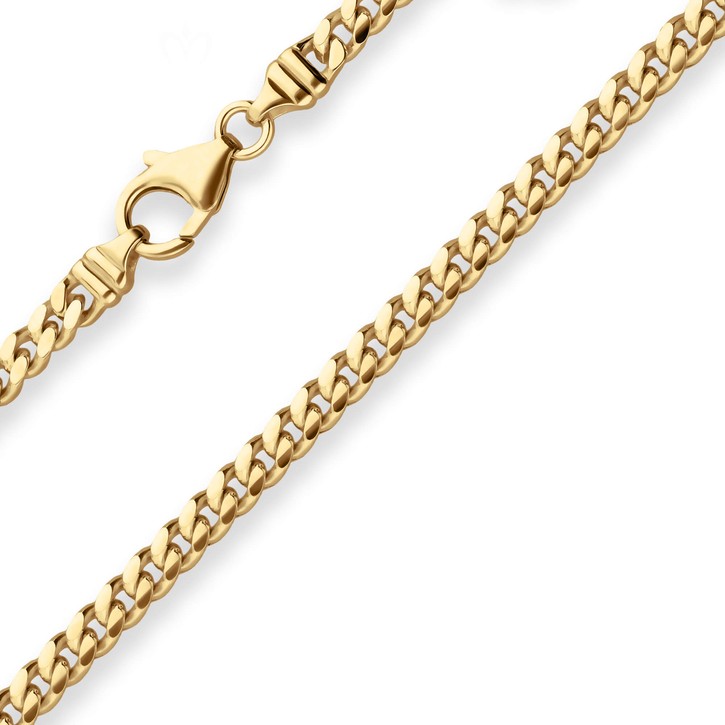 4mm Panzerkette oval diamantiert aus 585 Gelbgold 45cm