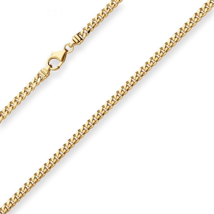 4mm Panzerkette oval diamantiert aus 585 Gelbgold 45cm