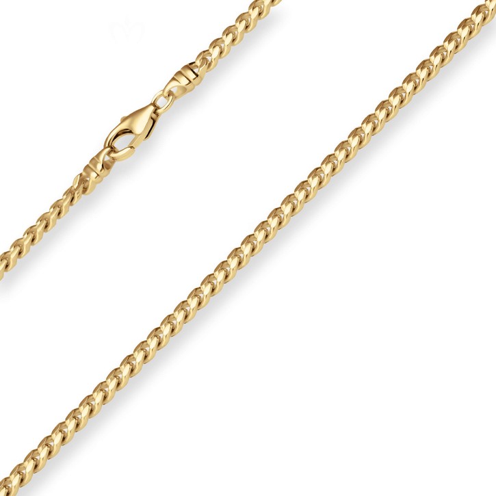 4mm Panzerkette oval diamantiert aus 585 Gelbgold 45cm