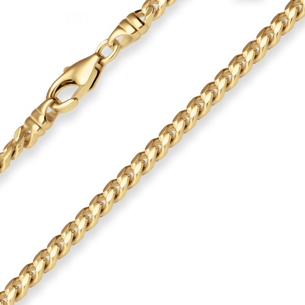 4mm Panzerkette oval diamantiert aus 585 Gelbgold 45cm