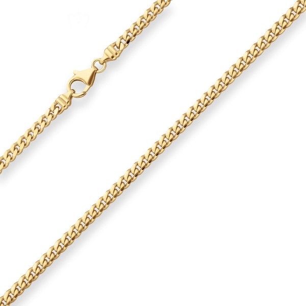 4mm Panzerkette oval diamantiert aus 585 Gelbgold 45cm