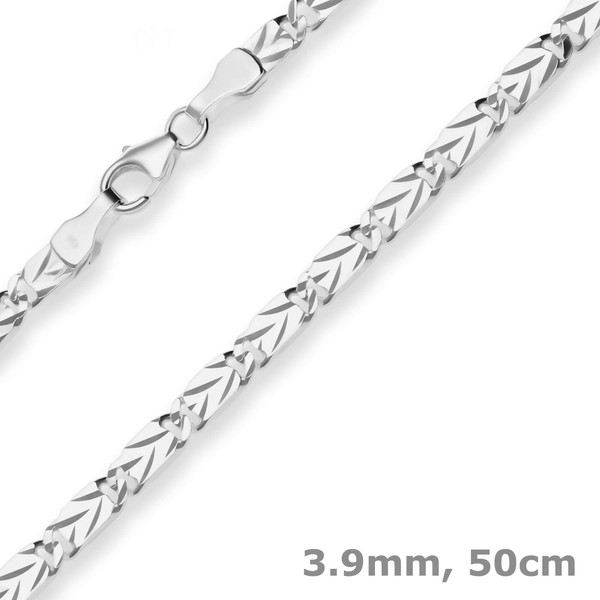 3.9mm Tigeraugenkette aus 925 Silber 50cm