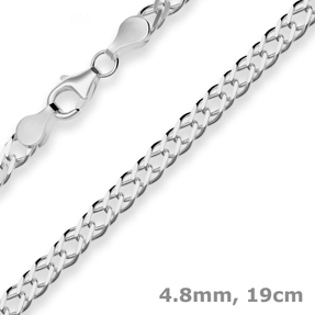 4,8mm Armband Zwillingspanzerkette Armschmuck aus 925 Silber rhodiniert 19cm