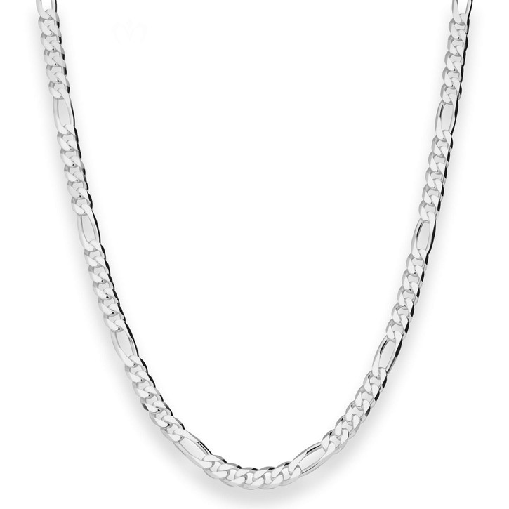 4.3mm Figarokette diamantiert aus 925 Silber 45cm