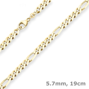 5,7mm Armband Figarokette diamantiert Armschmuck aus 333 Gold Gelbgold 19cm 5,7mm Armband Figarokette diamantiert Armschmuck aus 333 Gold Gelbgold 19cm
