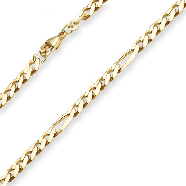5.7mm Armband Figarokette diamantiert aus 333 Gelbgold 19cm