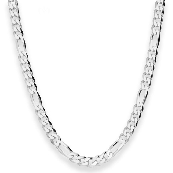 6mm Figarokette diamantiert aus 925 Silber 60cm