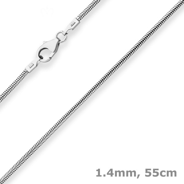 1.4mm Schlangenkette aus 925 Silber rhodiniert 55cm