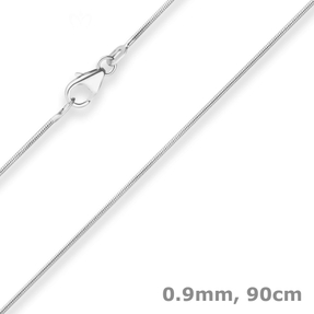 0,9mm Schlangenkette Silberkette Collier Halskette aus 925 Silber 90cm