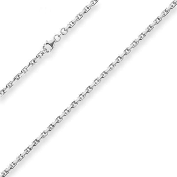 3mm Ankerkette diamantiert aus 925 Silber 50cm