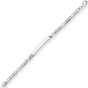 5,5mm Id-Armband Figarokette diamantiert aus 925 Silber rhodiniert 19cm