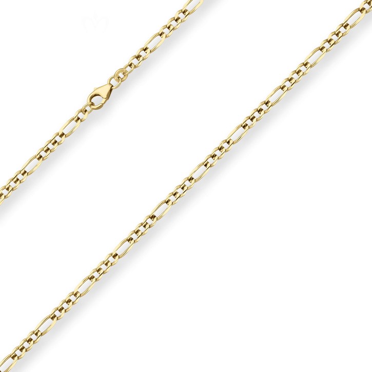 3.4mm Figarokette aus 375 Gelbgold 45cm