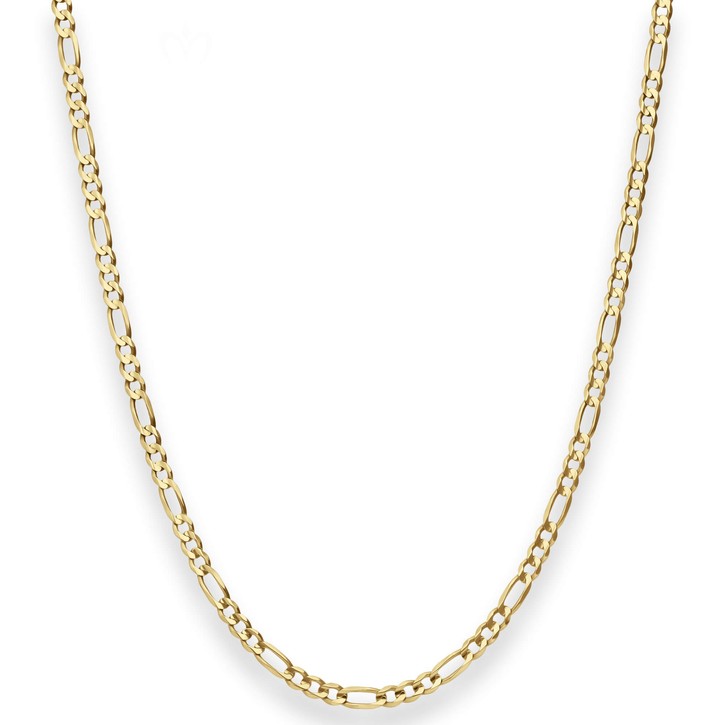3.4mm Figarokette aus 375 Gelbgold 45cm