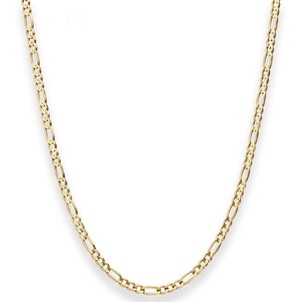 3.4mm Figarokette aus 375 Gelbgold 45cm