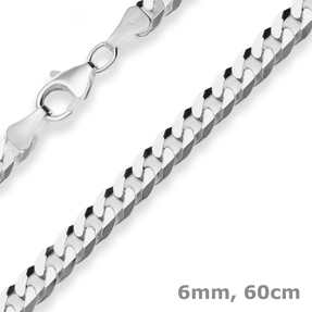 6mm Panzerkette Silberkette Collier Halskette aus 925 Silber 60cm