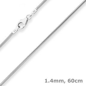1,4mm Schlangenkette Silberkette Collier Halskette aus 925 Silber 60cm