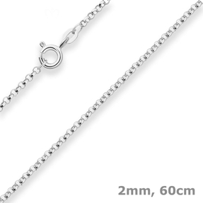 2mm Erbskette Silberkette Collier Halskette aus 925 Silber 60cm