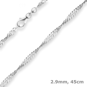 2,9mm Singapurkette Silberkette Collier Halskette aus 925 Silber 45cm