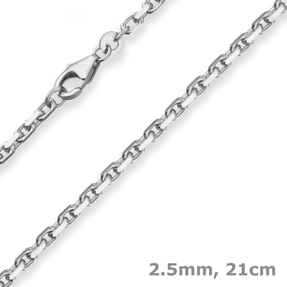 2,5mm Armband Ankerkette diamantiert Armschmuck aus 925 Silber 21cm