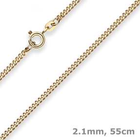 2,1mm Panzerkette Goldkette Collier Halskette aus 375 Gold Gelbgold 55cm