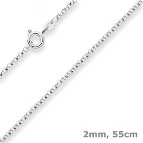 2mm Erbskette Silberkette Collier Halskette aus 925 Silber 55cm