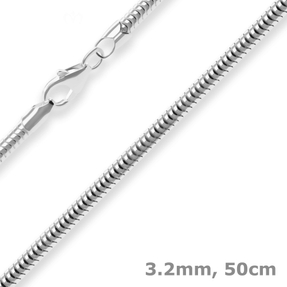 3,2mm Schlangenkette Silberkette Collier Halskette aus 925 Silber 50cm