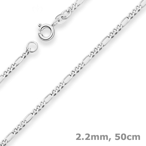 2,2mm Figarokette diamantiert Silberkette Collier Halskette aus 925 Silber 50cm