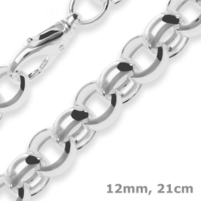 12mm Armband Erbskette Silberarmband Armschmuck aus 925 Silber 21cm