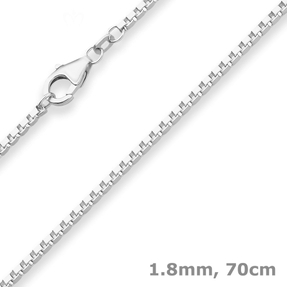 1,8mm Veneziakette Silberkette Collier Halskette aus 925 Silber 70cm