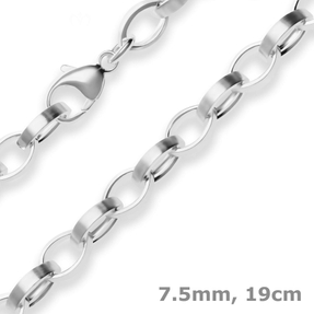 7,5mm Armband Nautica-Kette Silberarmband Armschmuck aus 925 Silber matt 19cm