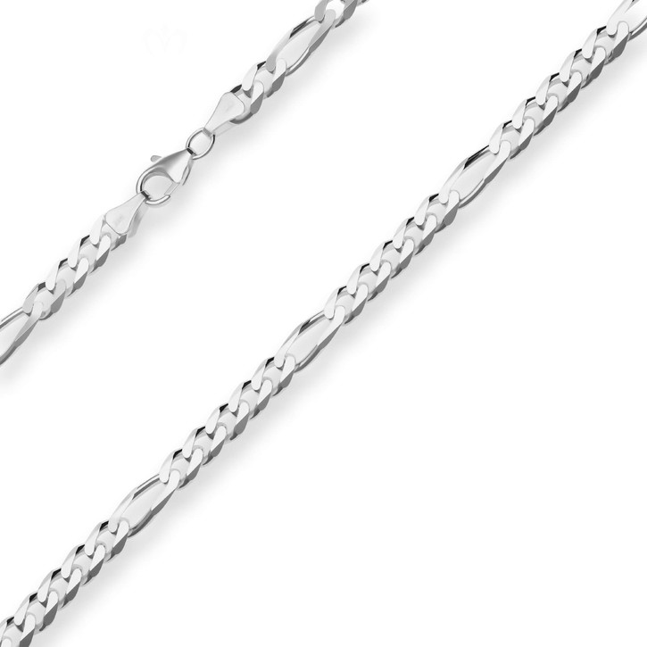 6mm Figarokette diamantiert aus 925 Silber 55cm