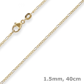 1,5mm Figarokette diamantiert Kette Collier Halskette aus 750 Gold Gelbgold 40cm
