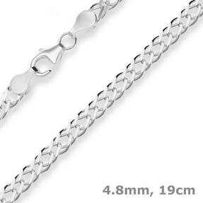 4,8mm Armband Zwillingspanzerkette Silberarmband Armschmuck aus 925 Silber 19cm