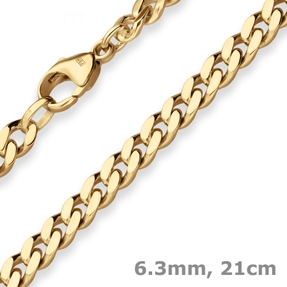 6,3mm Armband Panzerkette Goldarmband Armschmuck aus 585 Gold Gelbgold 21cm