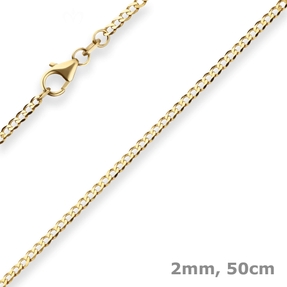 2mm Panzerkette weit Goldkette Collier Halskette aus 585 Gold Gelbgold 50cm