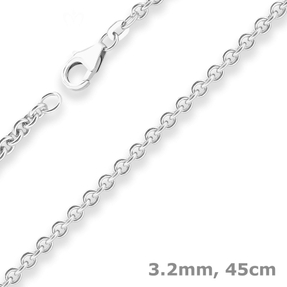3,2mm Rund-Ankerkette Silberkette Collier Halskette aus 925 Silber 45cm