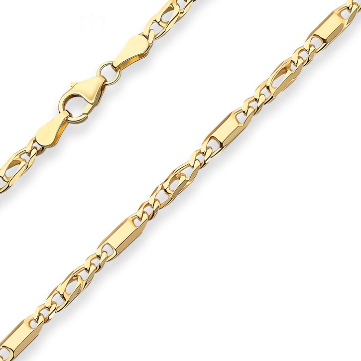 3mm Armband Tigeraugenkette aus 585 Gelbgold 19cm