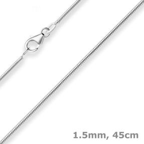 1,5mm Schlangenkette Silberkette Collier Halskette aus 925 Silber 45cm