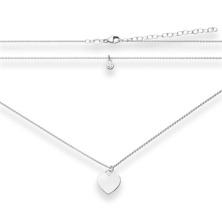 1.1mm Rund-Ankerkette Herz aus 925 Silber 38cm