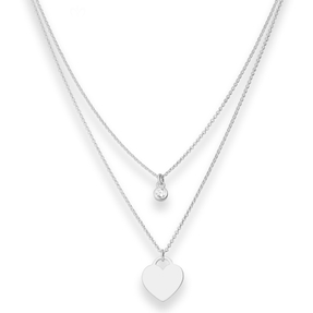 1,1mm Rund-Ankerkette Kette Collier Herz Halskette aus 925 Silber 38cm Zirkonia
