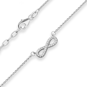 1,3mm Rund-Ankerkette Collier Infinity Halskette aus 925 Silber 42cm Zirkonia