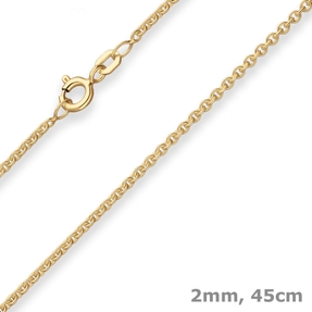 2mm Rund-Ankerkette Goldkette Collier Halskette aus 375 Gold Gelbgold 45cm 2mm Rund-Ankerkette Goldkette Collier Halskette aus 375 Gold Gelbgold 45cm