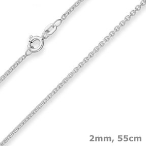 2mm Rund-Ankerkette Silberkette Collier Halskette aus 925 Silber 55cm