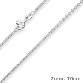 2mm Rund-Ankerkette Silberkette Collier Halskette aus 925 Silber 70cm