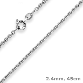 2,4mm Rund-Ankerkette Kette Collier Halskette aus 925 Silber rhodiniert 45cm